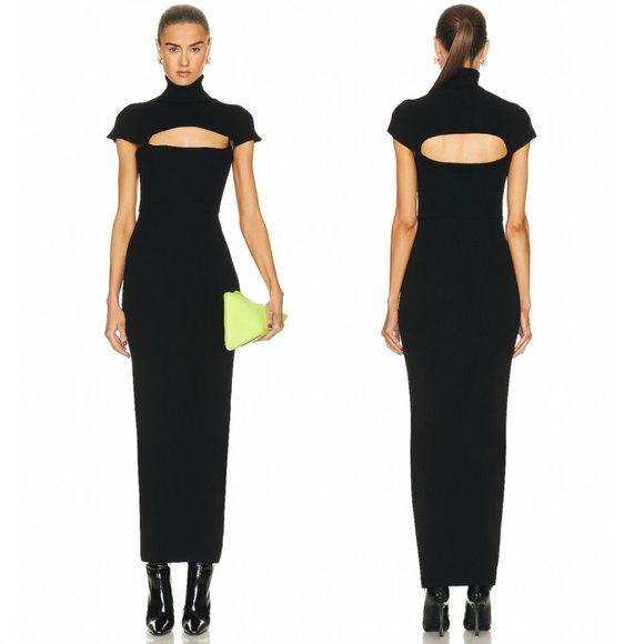 The Attico Dresses & Skirts - NEW THE ATTICO Midi Dress in Black - Bodycon Mock Neck Cutout Maxi - 38 / 2